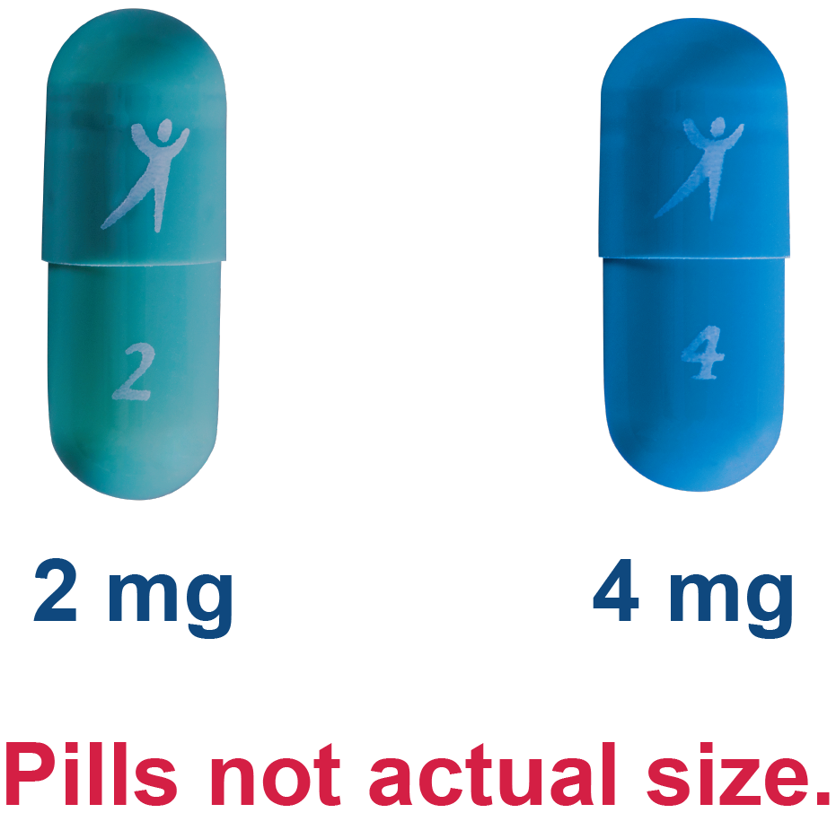 Images of 2 and 4 milligram pills